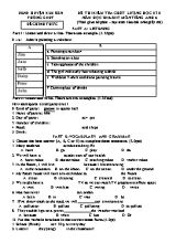 Đề kiểm tra chất lượng học kỳ 2 môn Tiếng Anh Lớp 6 - Năm học 2016-2017 - Phòng GD & ĐT Kim Sơn (Có đáp án)
